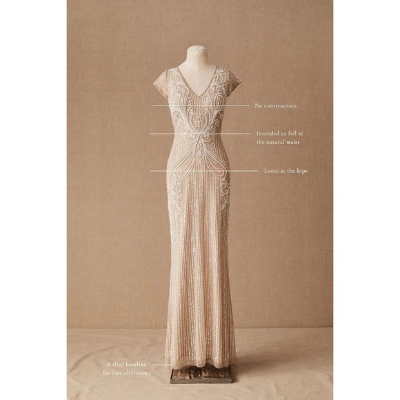 BHLDN Wedding dress bridal gown beaded bohemian - Picture 3 of 5